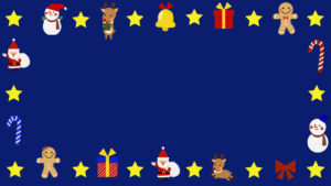 クリスマス枠素材・メッセージカードキャラクター紺枠　©Atelier Funipo